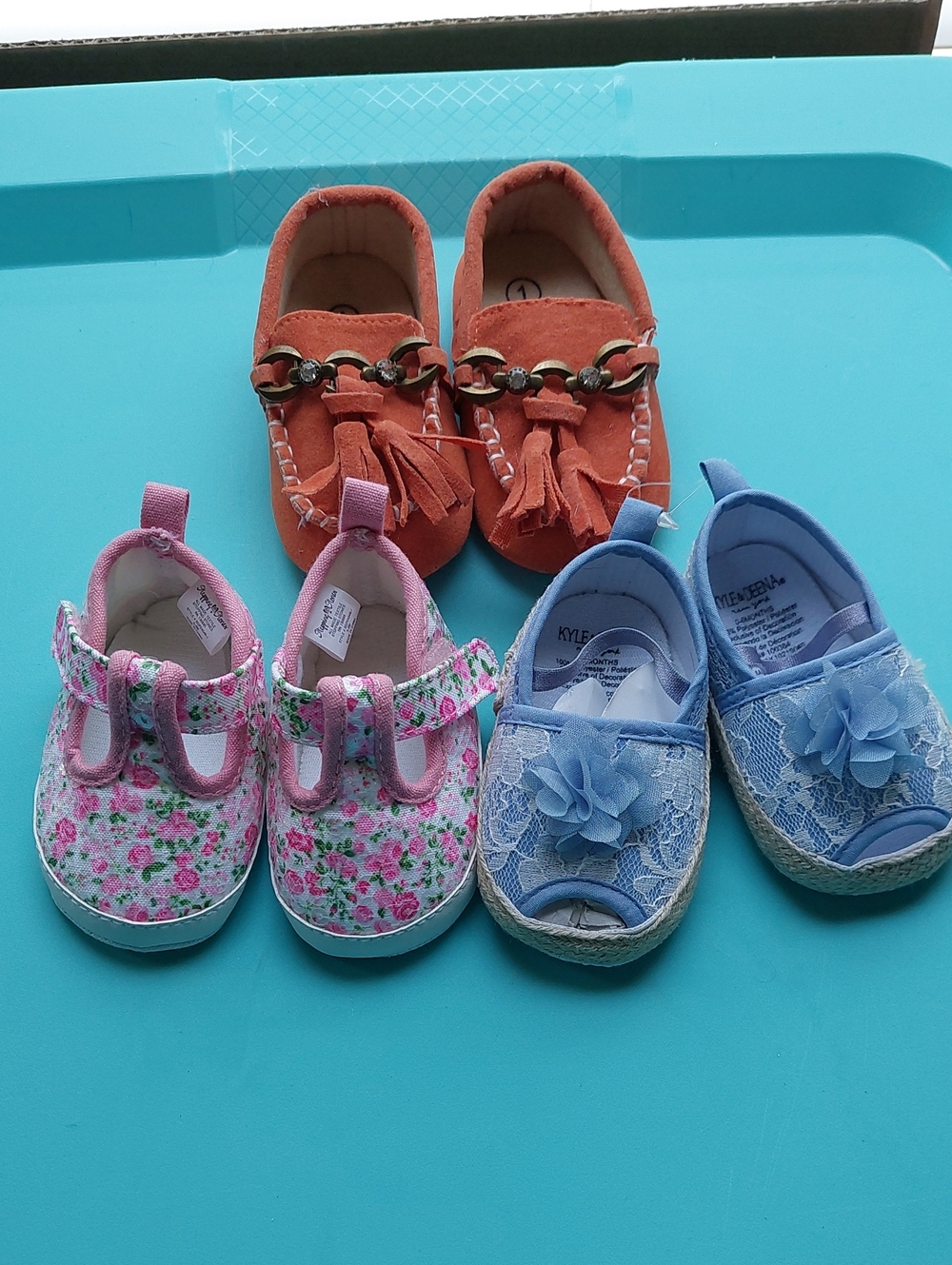 3 Girl's Infant Slip On Shoes - Sz 1 (3-6M)